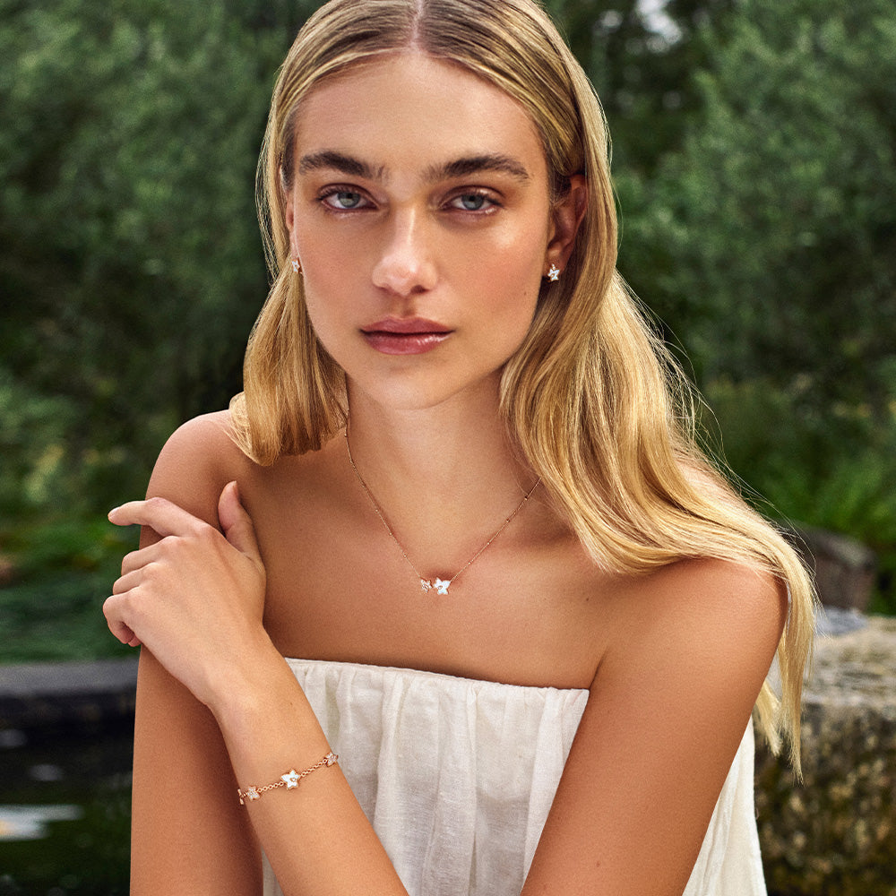 Mother of Pearl Bead Necklace & Bracelet Gift Set