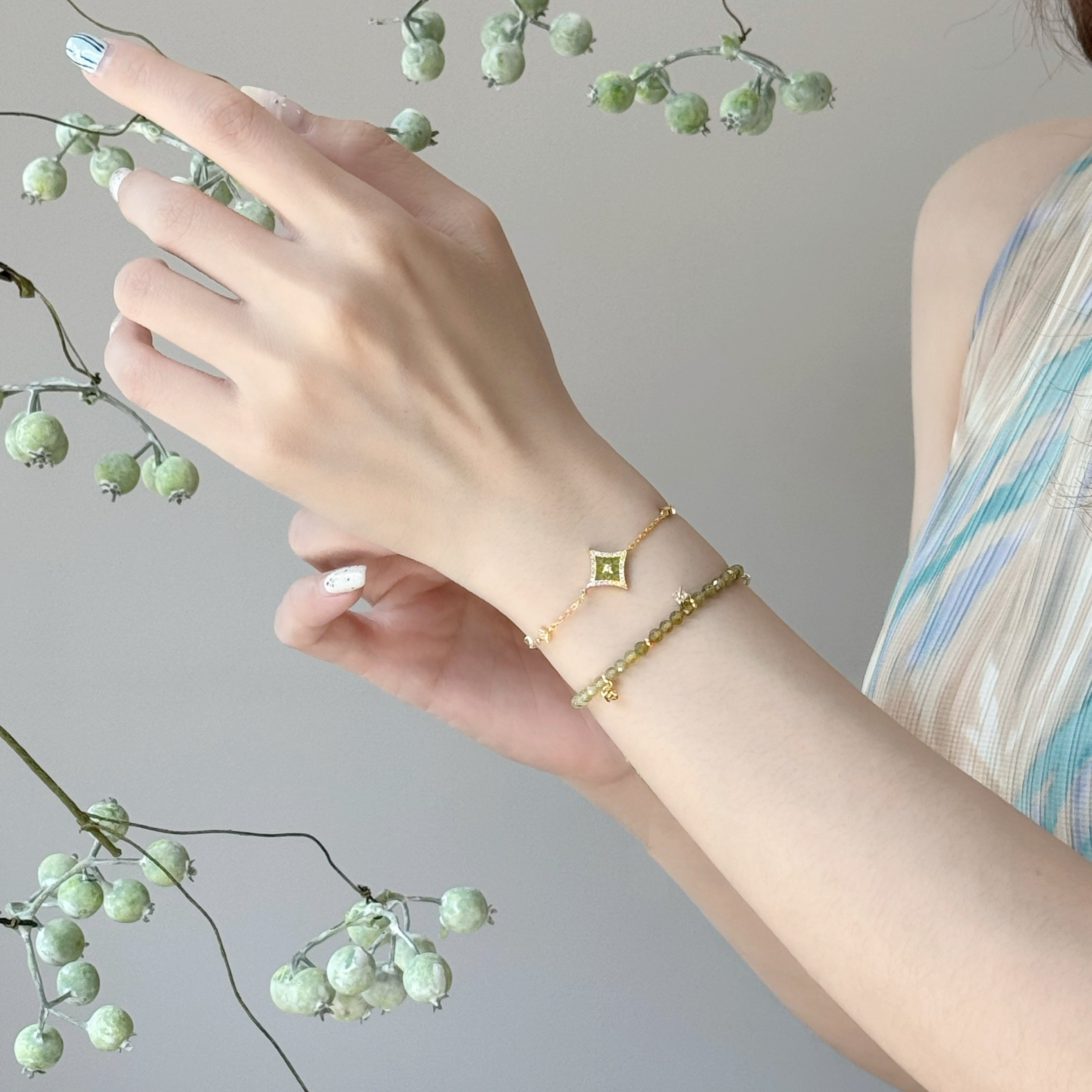 New Heliocentric Green Garnet Bracelet