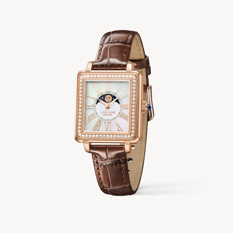 New Cube Mother of Pearl Moon Phase Watch