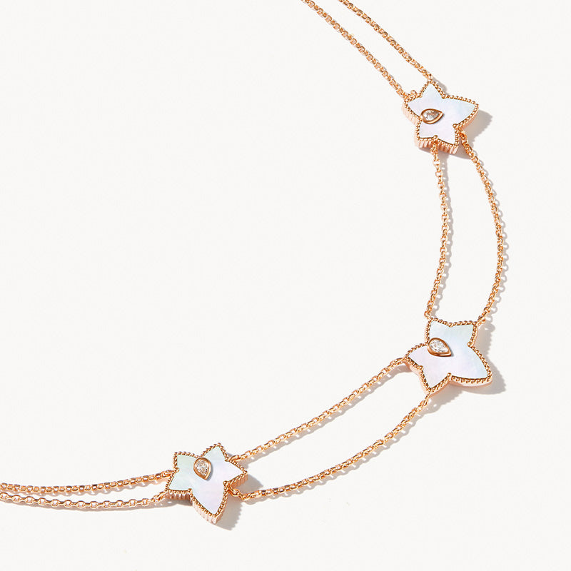 Mother of Pearl Bead Three-Leaf Necklace