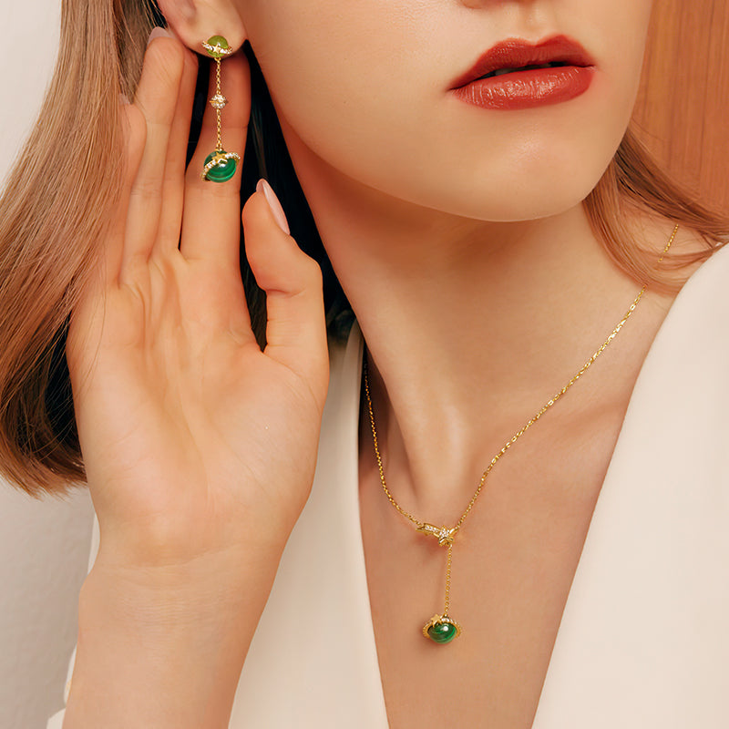 Malachite Necklace & Earrings Gift Set