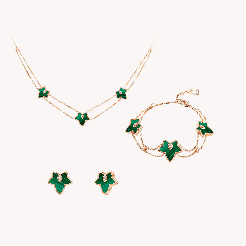 Malachite Necklace & Earrings & Bracelet Gift Set