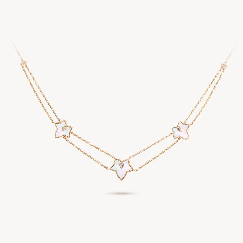 Mother of Pearl Bead Three-Leaf Necklace
