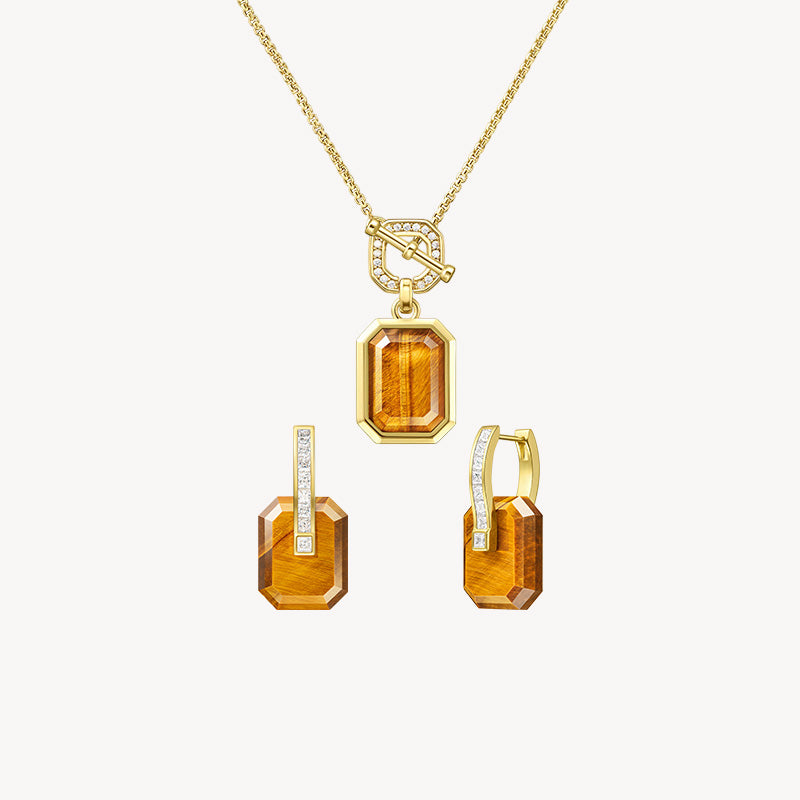 Ms. Lola Tiger's Eye Necklace & Earrings Gift Set