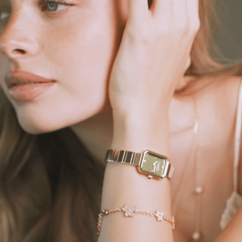 Ms. Lola Green Onyx Watch & Mother of Pearl Bracelet Gift Set