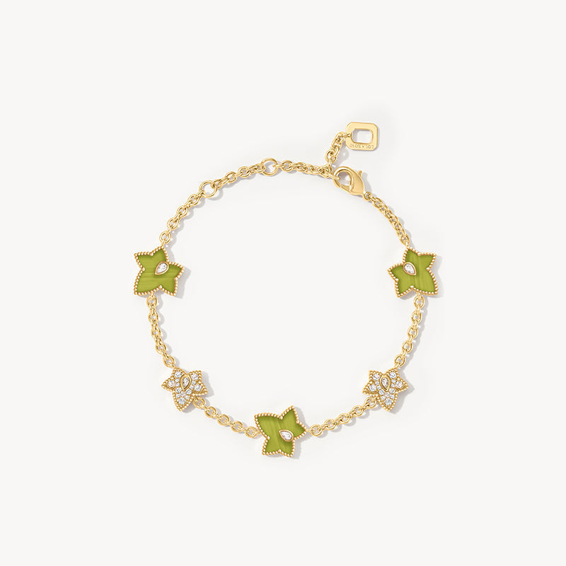 Lola Rose x AHALOLO Ivy Collection Green Calcite Bracelet, 5 leaf motif(Shipping from June 30th)