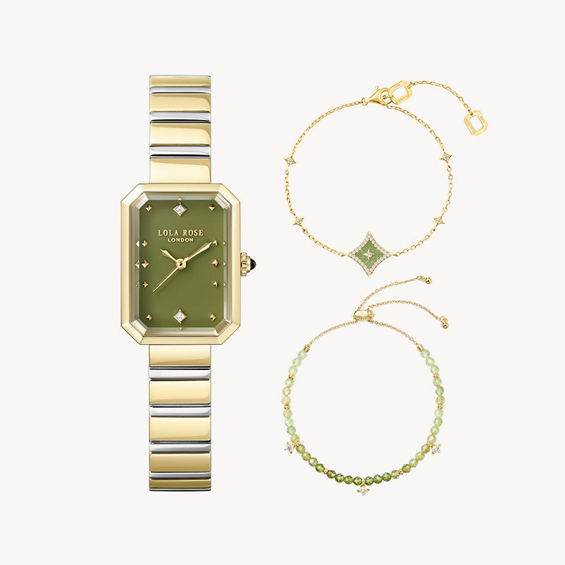 Ms. Lola Green Onyx Watch & Bracelet Gift Set