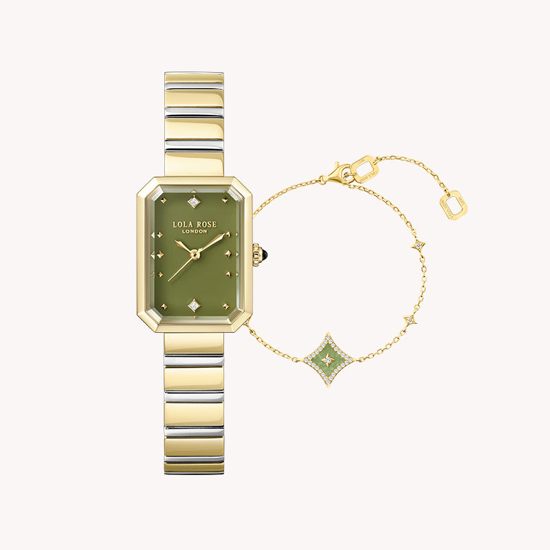 Ms. Lola Green Onyx Watch & Aventurine Starlight Bracelet Gift Set