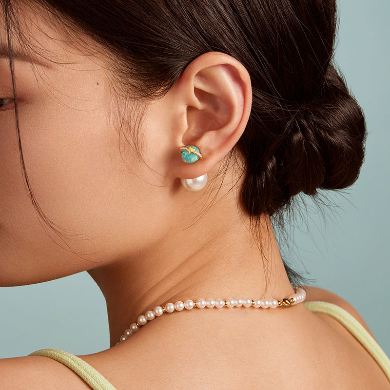 Heliocentric Pearl Opal Earrings