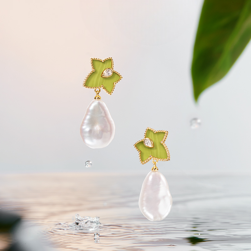 Lola Rose x AHALOLO Ivy Collection Green Calcite Drop Earrings with Freshwater Pearls(Shipping from July 20th)
