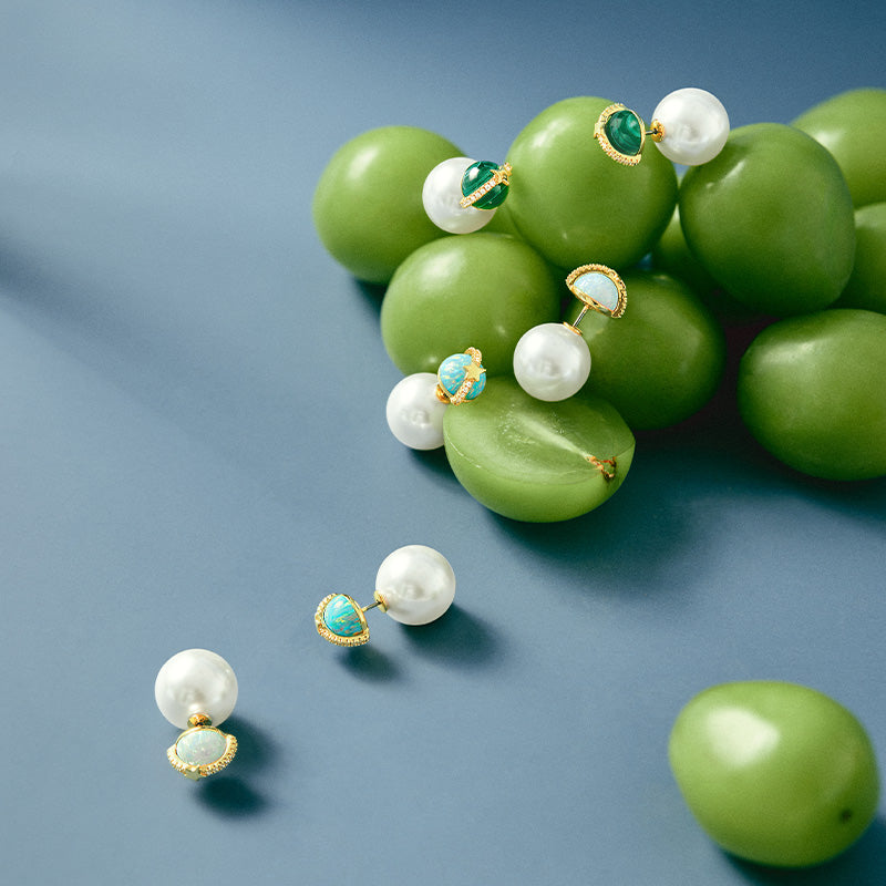 Heliocentric Pearl Opal Earrings