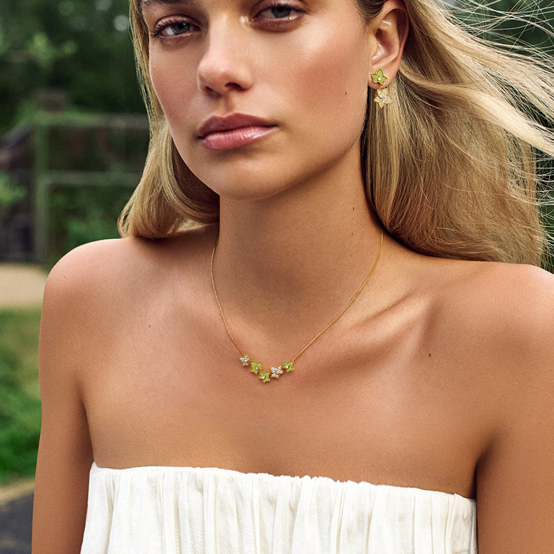Lola Rose x AHALOLO Ivy Collection Green Calcite Necklace, 5-leaf motif(Shipping from July 13th)