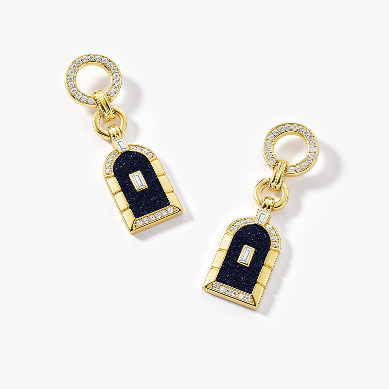 Large Arch Blue Sandstone Earrings
