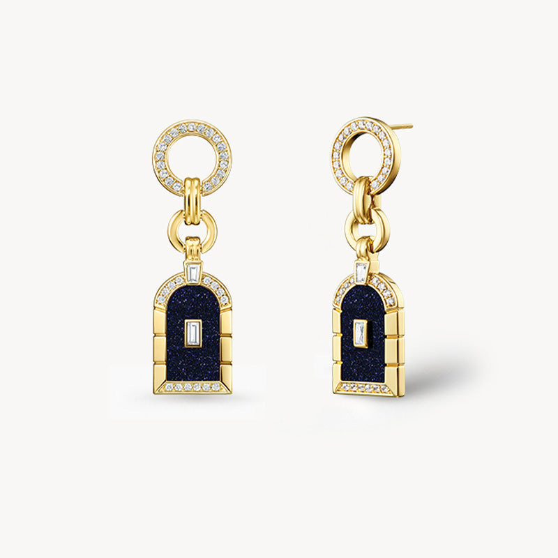 Large Arch Blue Sandstone Earrings
