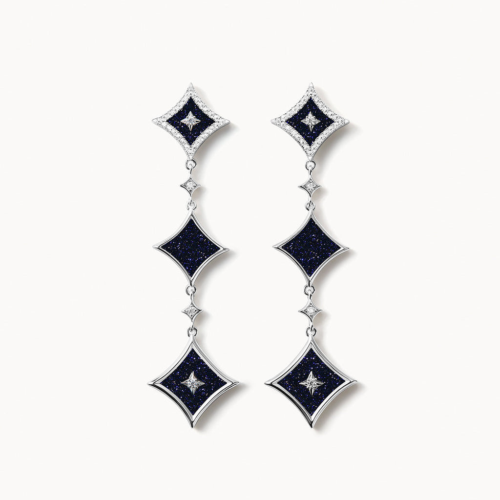 Blue Sandstone Chain Earrings
