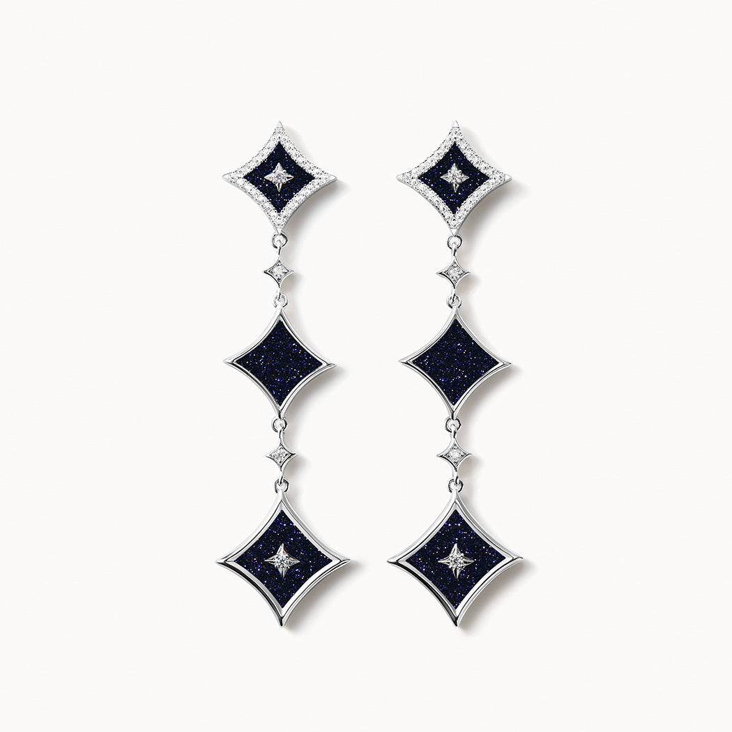 Blue Sandstone Chain Earrings