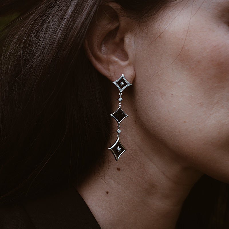 Blue Sandstone Chain Earrings