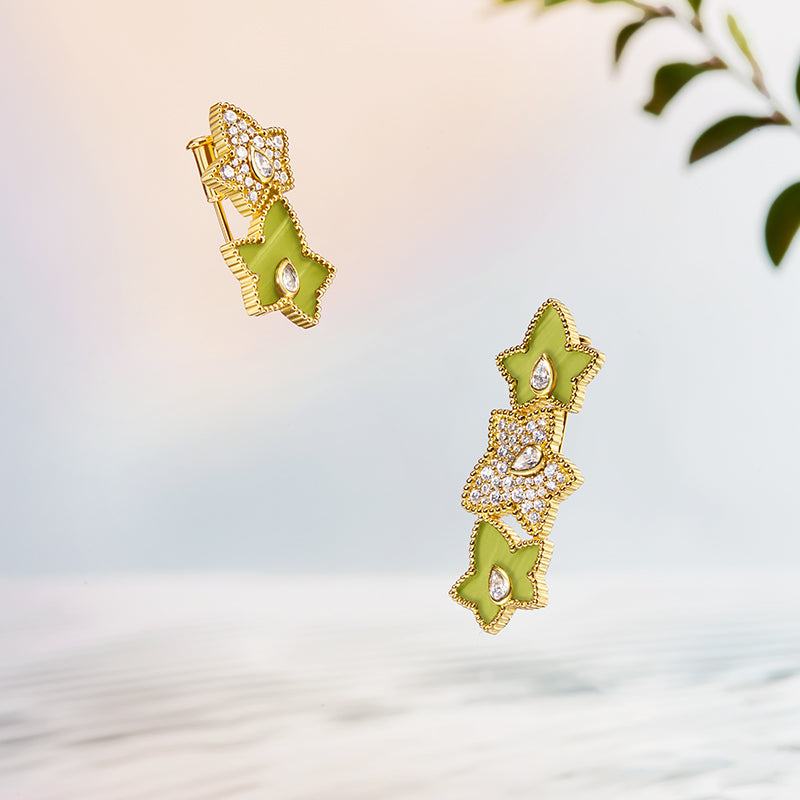 Lola Rose x AHALOLO Ivy Collection Green Calcite Brooch, 5-leaf motif(Shipping from July 20th)