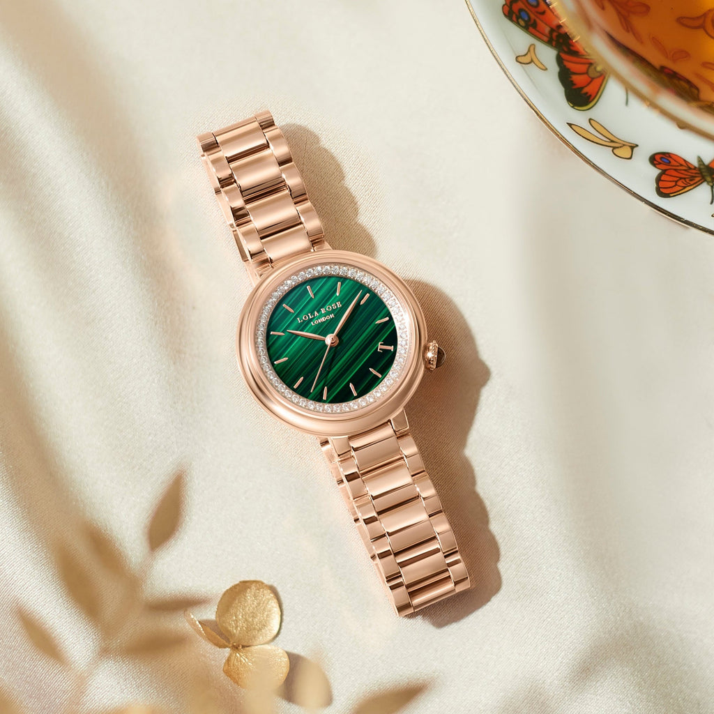 Malachite Watch With Rose Gold