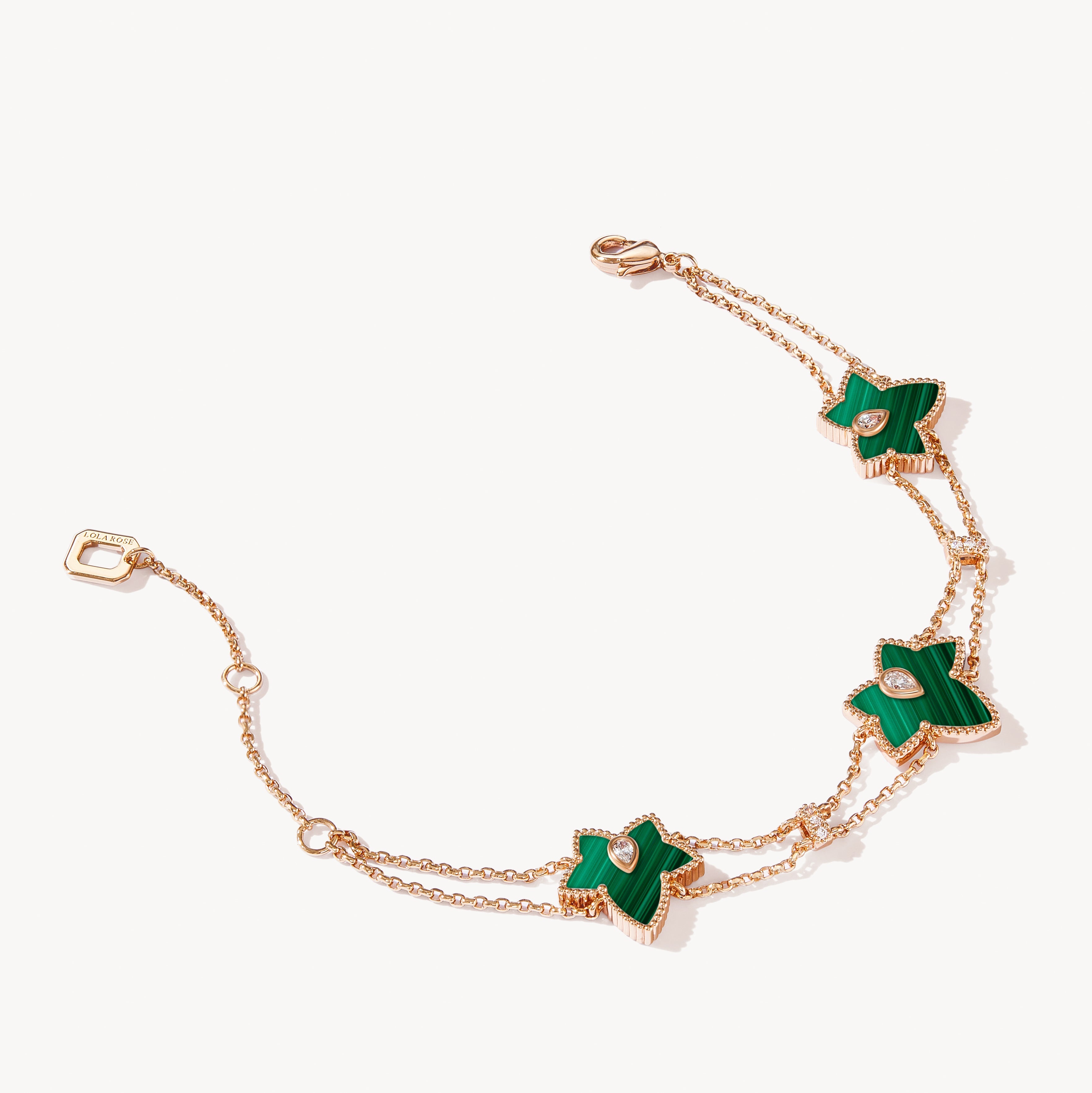 Malachite Bead Three-Leaf Bracelet
