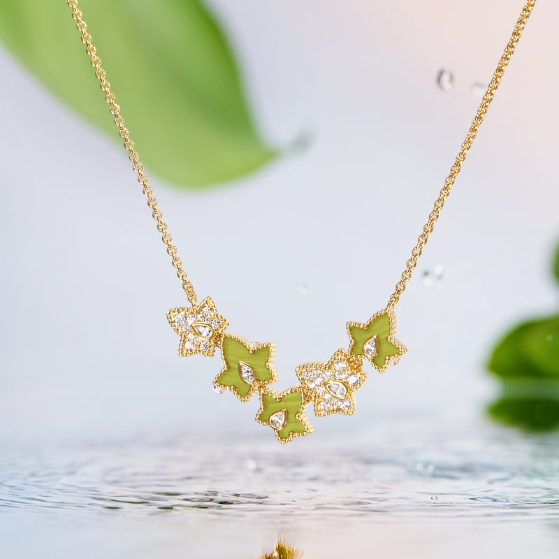 Lola Rose x AHALOLO Ivy Collection Green Calcite Necklace, 5-leaf motif(Shipping from July 13th)