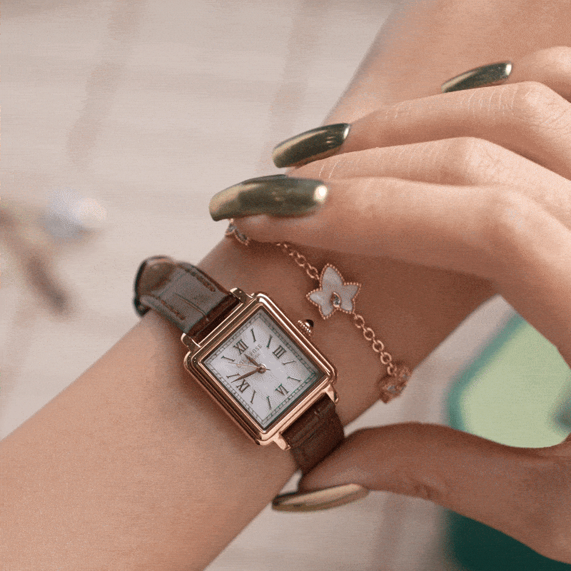 Cube Mother of Pearl Watch & Ivy Bracelet Gift Set