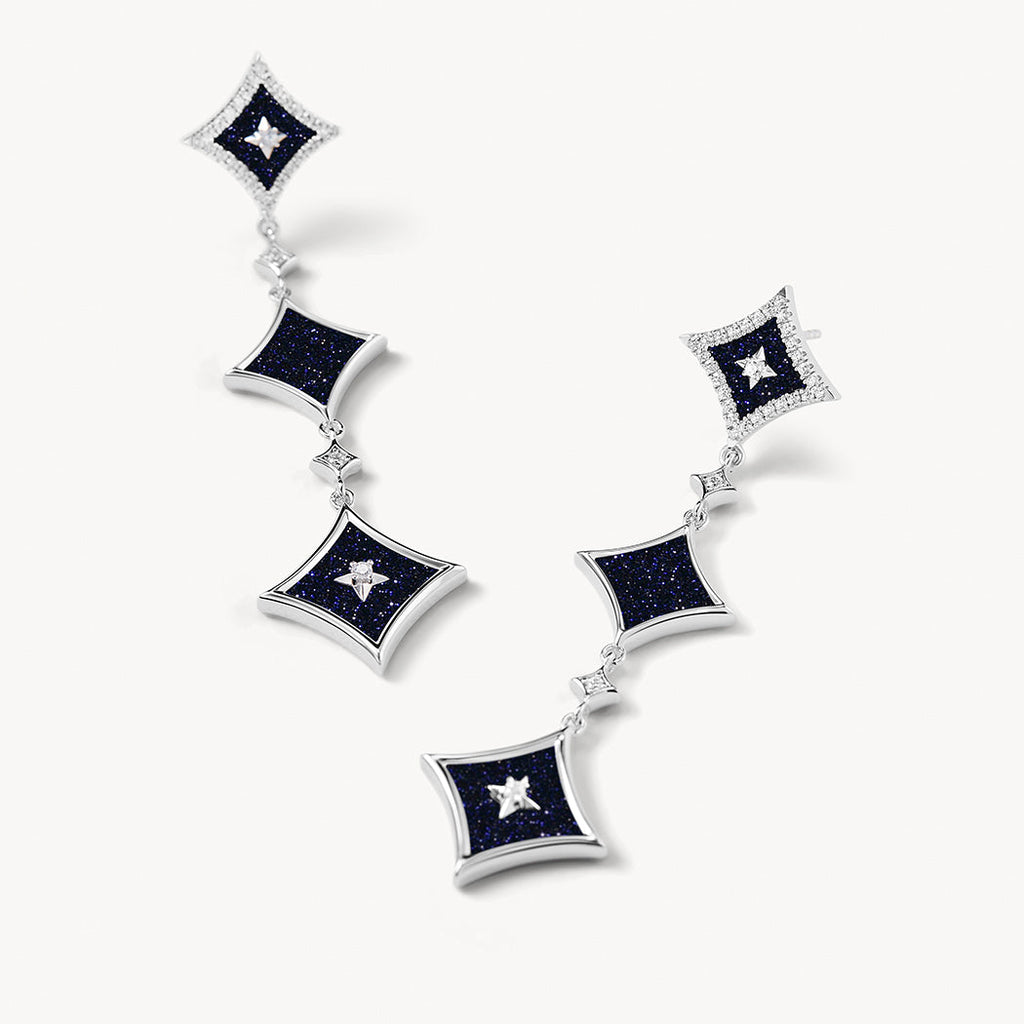 Blue Sandstone Chain Earrings