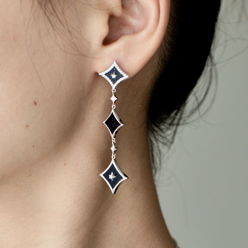 Blue Sandstone Chain Earrings
