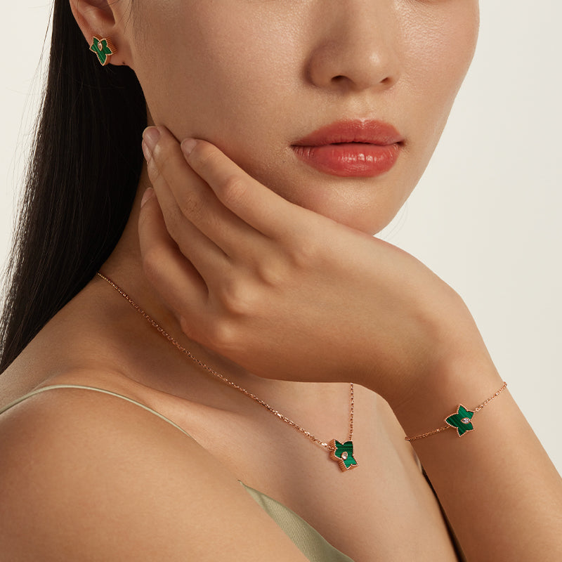 Malachite Bead Necklace & Bracelet Gift Set