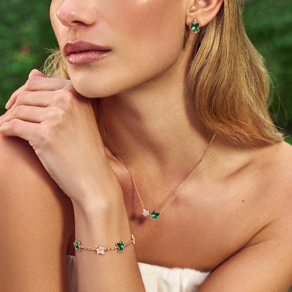 Malachite Bead Necklace & Earrings Gift Set