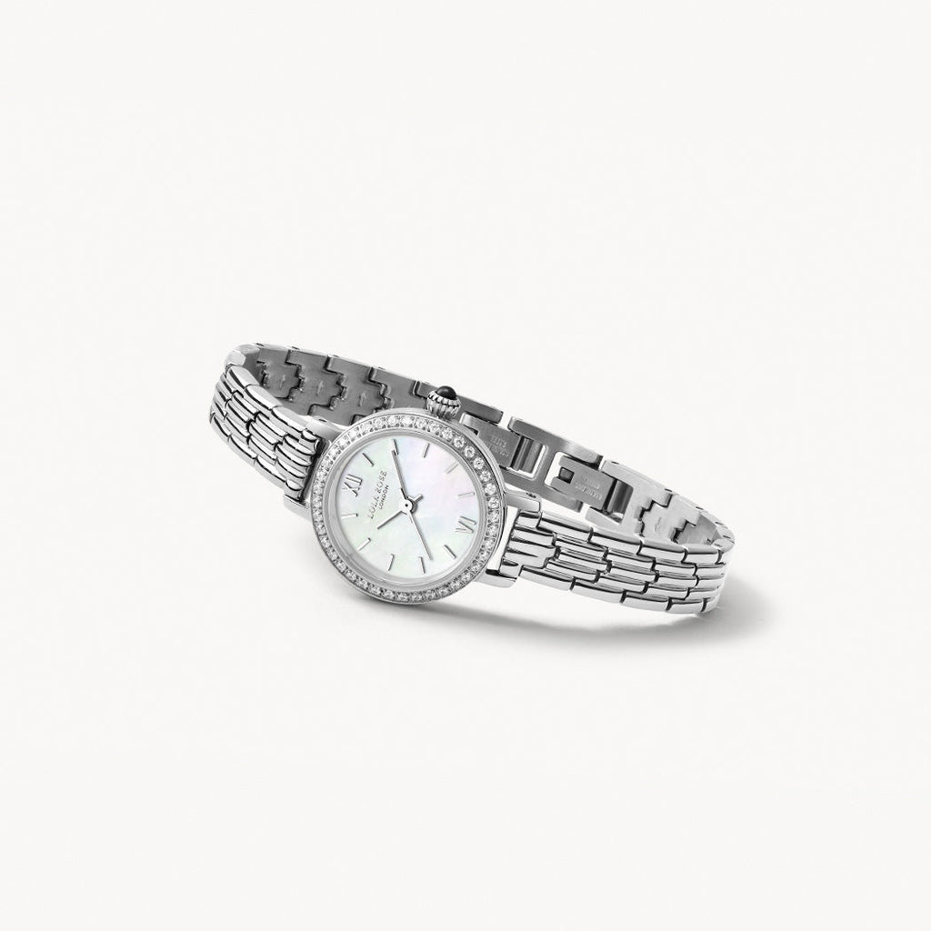 Silver Mother of Pearl Watch With Cubic Zirconia