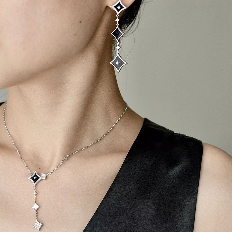 Blue Sandstone Chain Necklace & Earrings Gift Set
