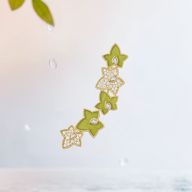 Lola Rose x AHALOLO Ivy Collection Green Calcite Brooch, 5-leaf motif(Shipping from July 20th)