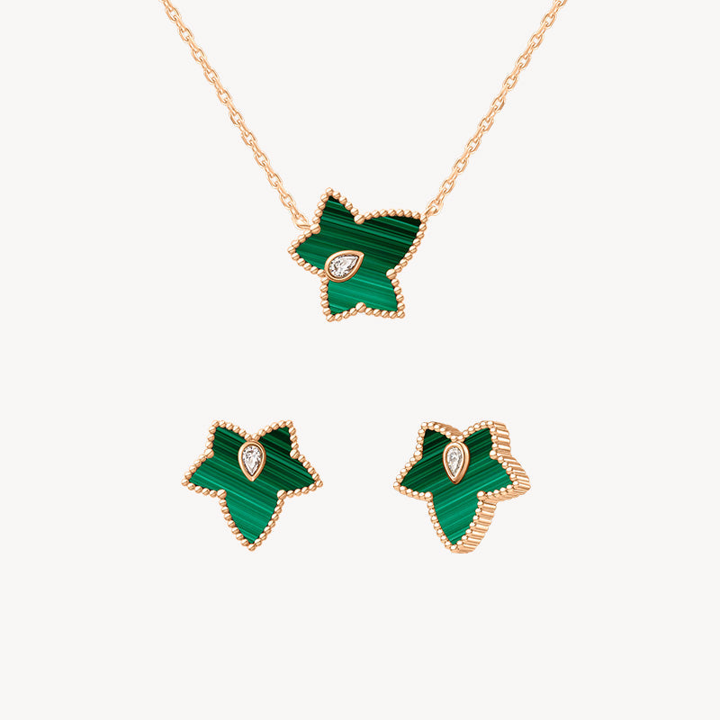 Malachite Bead Necklace & Earrings Gift Set