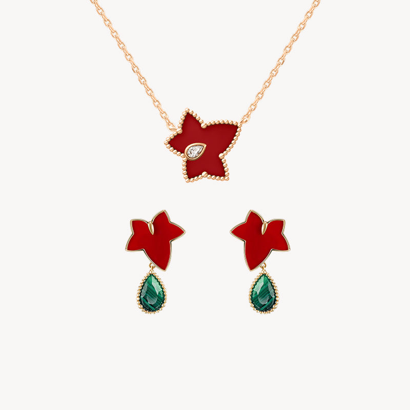 Carnelian Bead Necklace & Earrings Gift Set