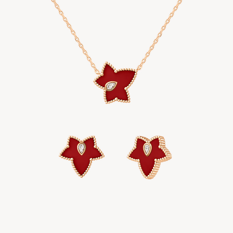Carnelian Bead Necklace & Earrings Gift Set