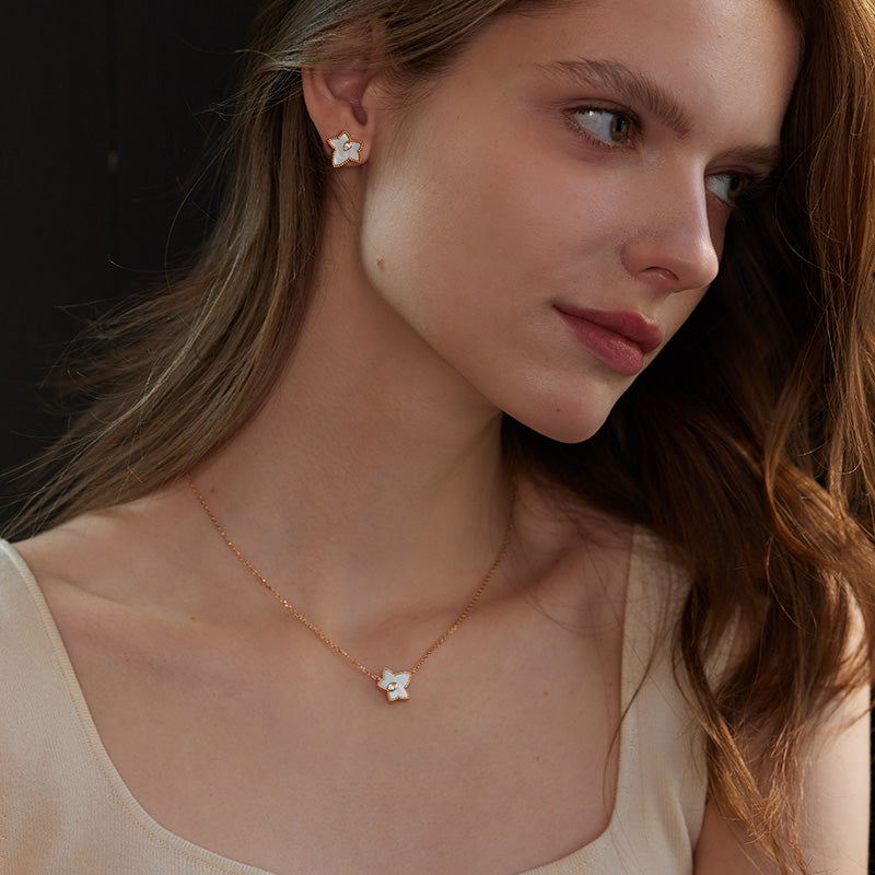Mother of Pearl Bead Necklace & Earrings Gift Set