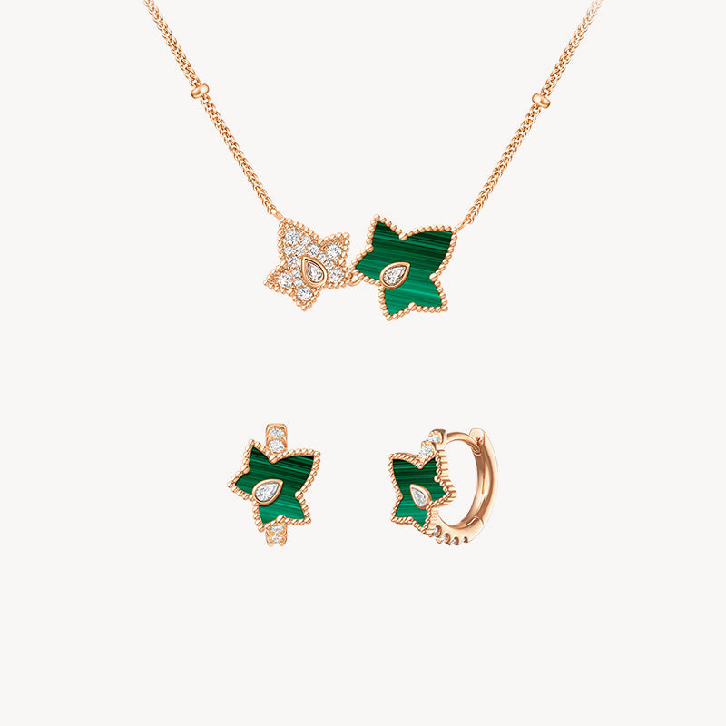 Malachite Bead Necklace & Earrings Gift Set