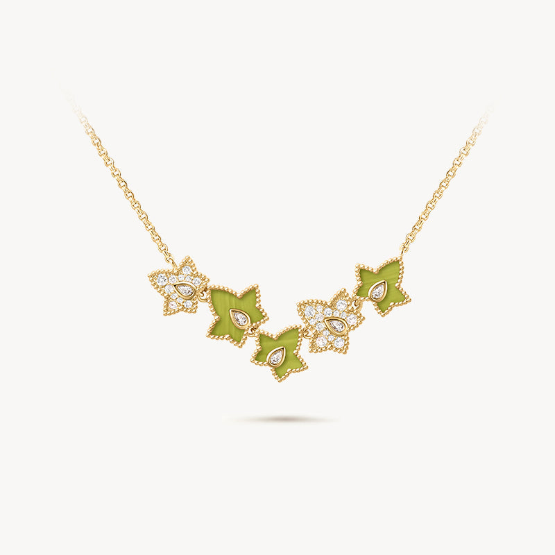 Lola Rose x AHALOLO Ivy Collection Green Calcite Necklace, 5-leaf motif(Shipping from July 13th)