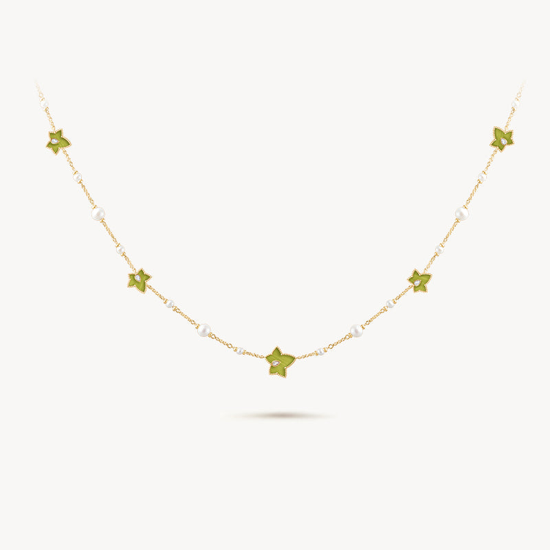 Lola Rose x AHALOLO Ivy Collection Green Calcite Necklace, 5-leaf motif(Shipping from July 13th)