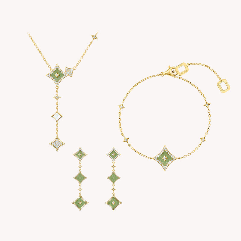 Aventurine Necklace & Earrings & Bracelet Gift Set