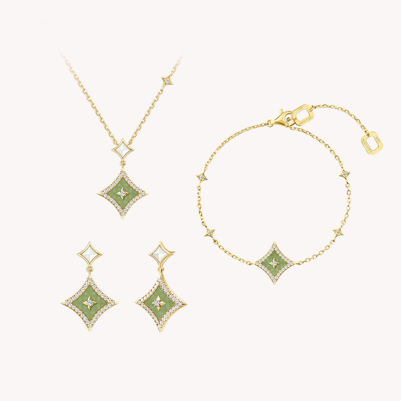 Aventurine Necklace & Earrings & Bracelet Gift Set