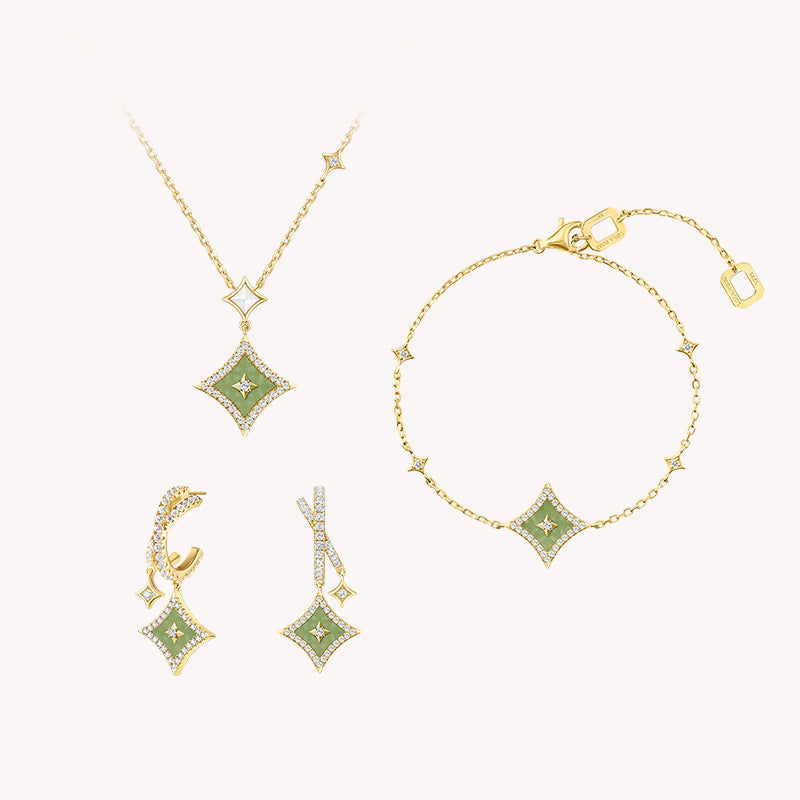 Aventurine Necklace & Earrings & Bracelet Gift Set