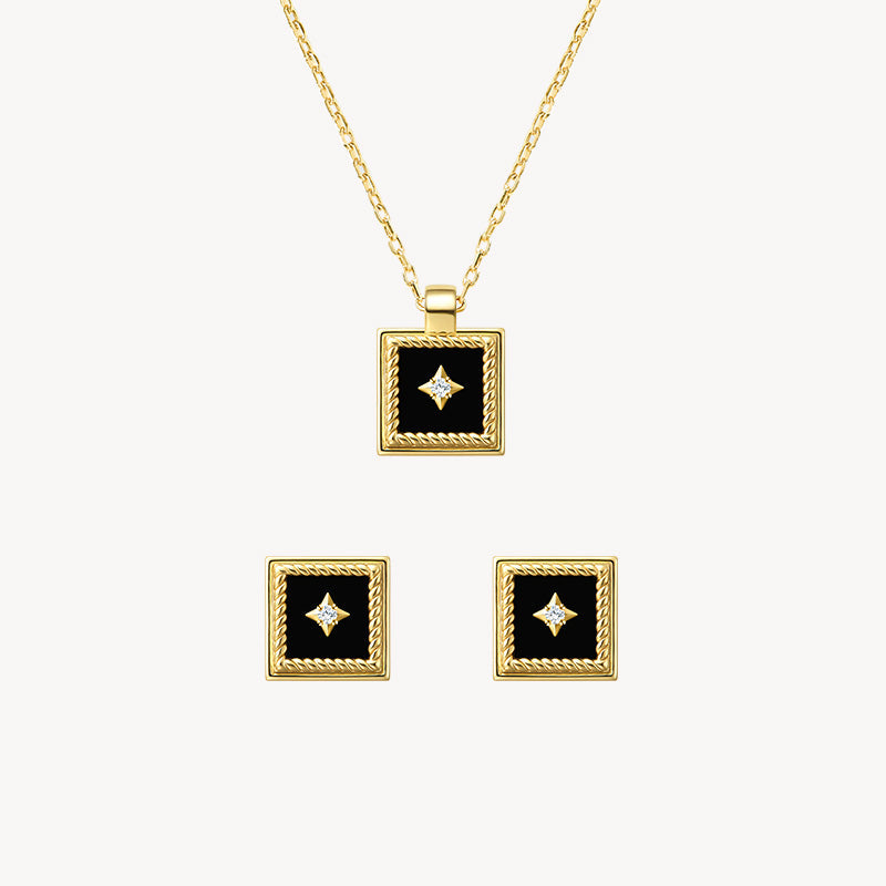 Gallery Black Onyx Necklace & Earrings Gift Set
