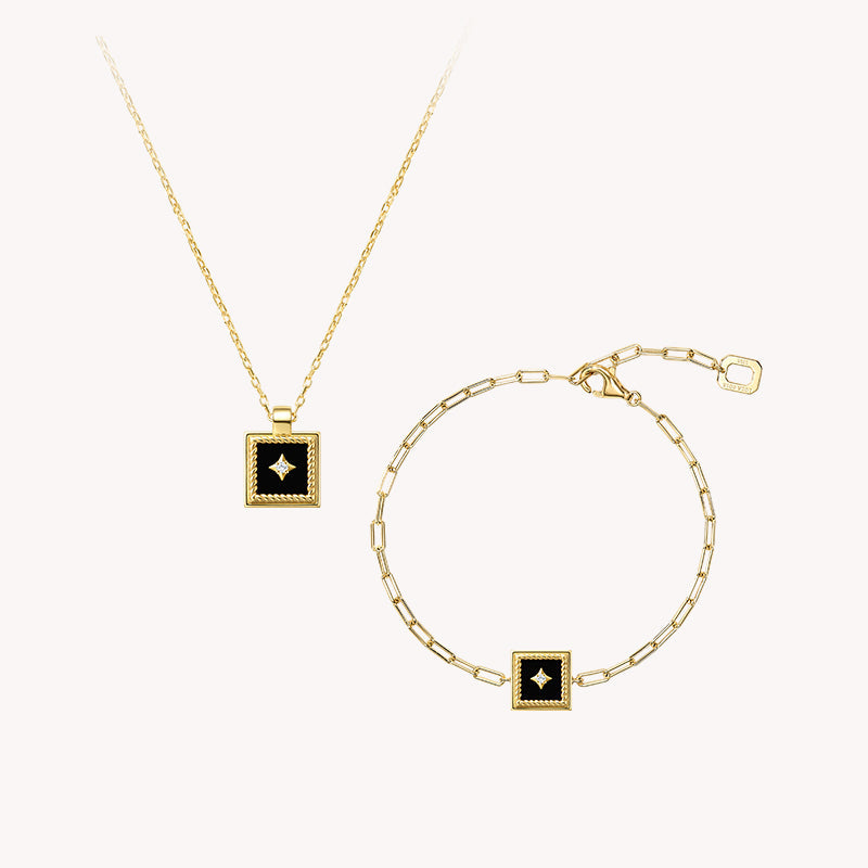 Gallery Black Onyx Necklace & Braeclet Gift Set
