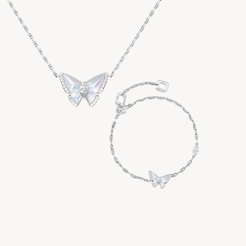 Crystal Butterfly Necklace & Bracelet Gift Set