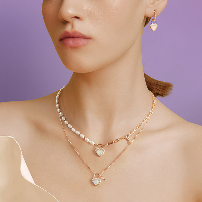 Heart Lock Artificial Pearl Necklace