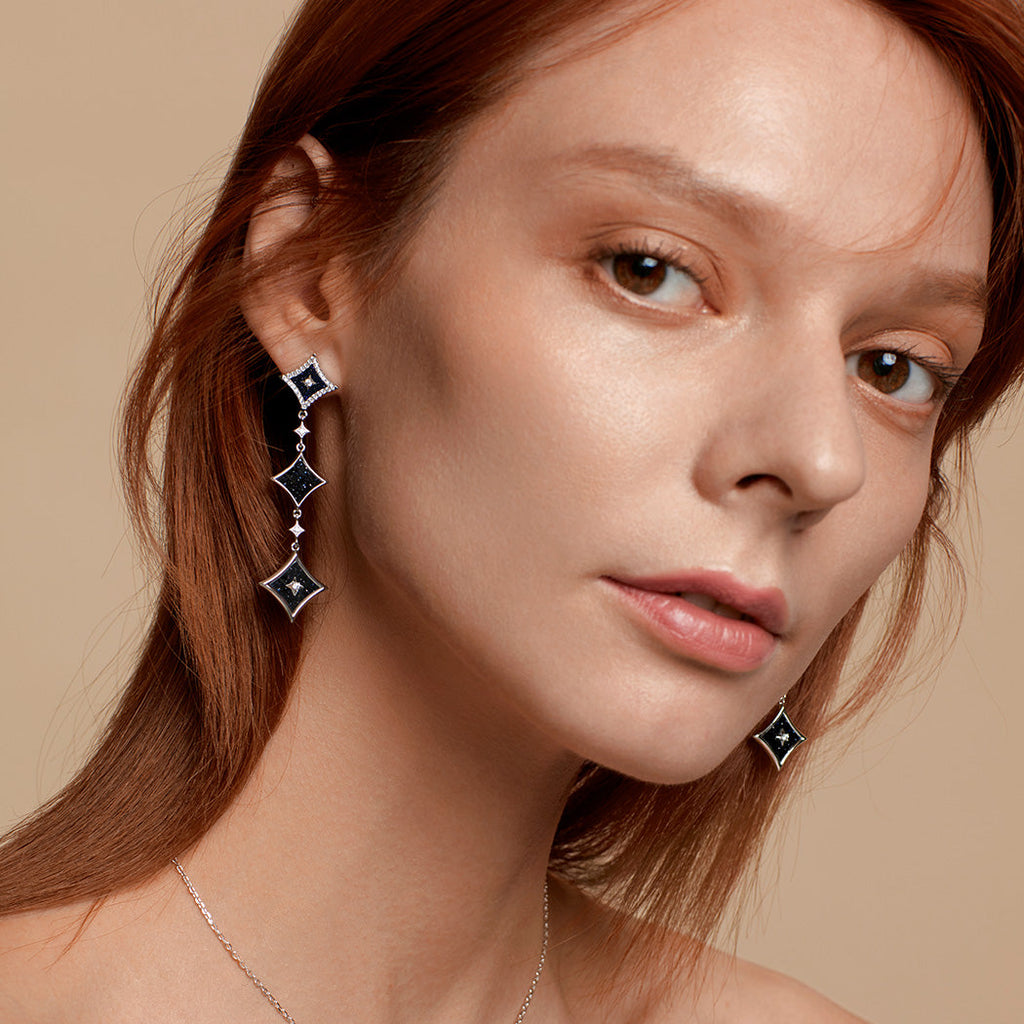 Blue Sandstone Chain Earrings
