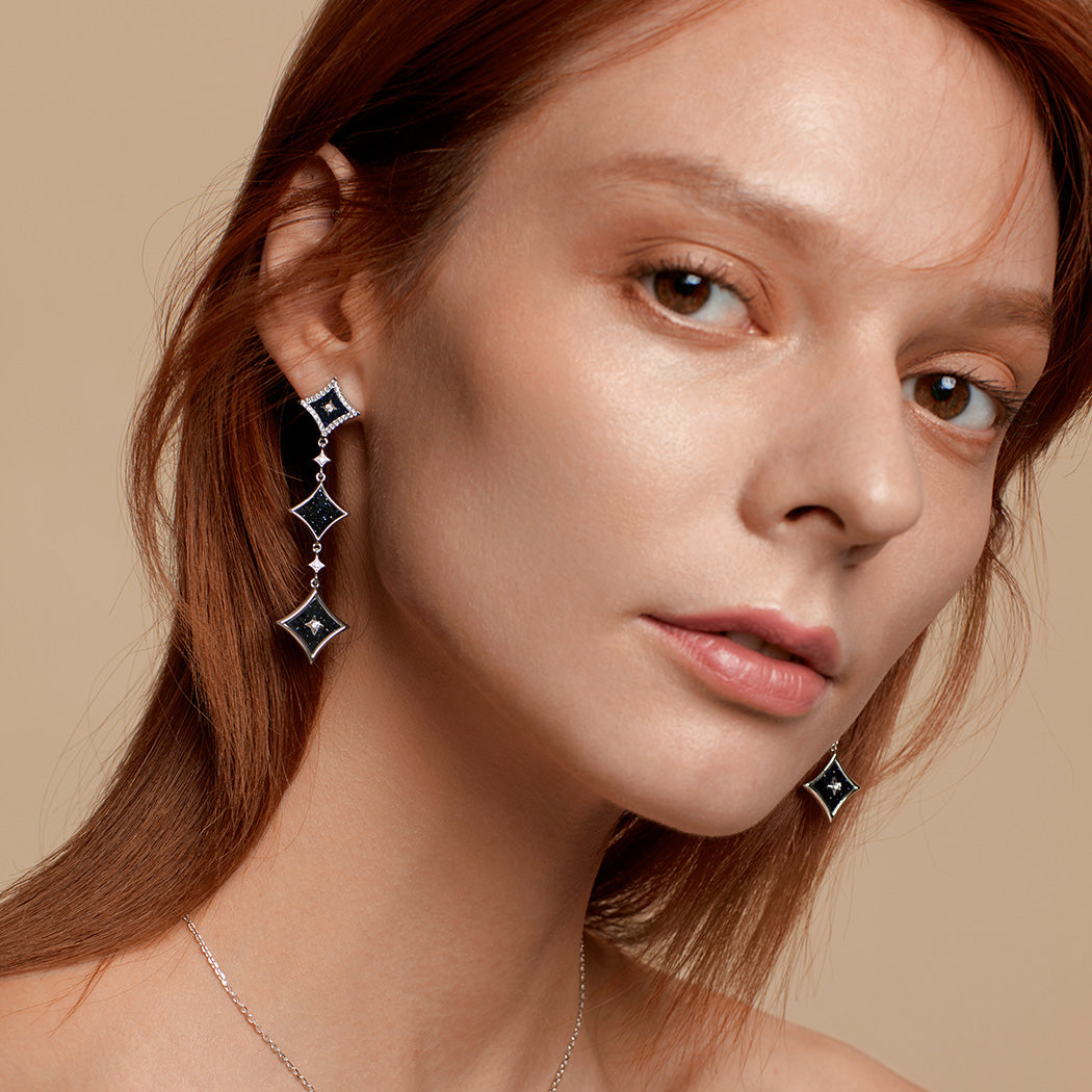Blue Sandstone Chain Earrings