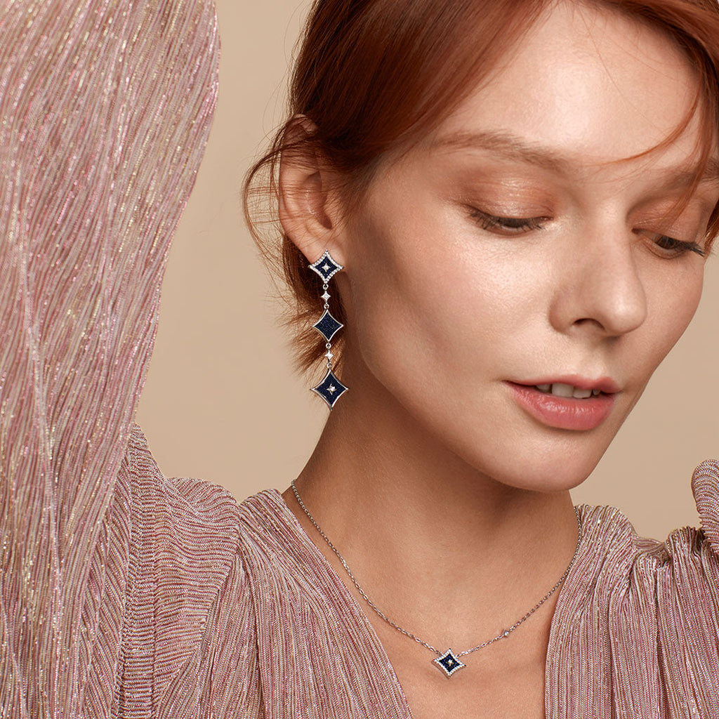 Blue Sandstone Chain Earrings